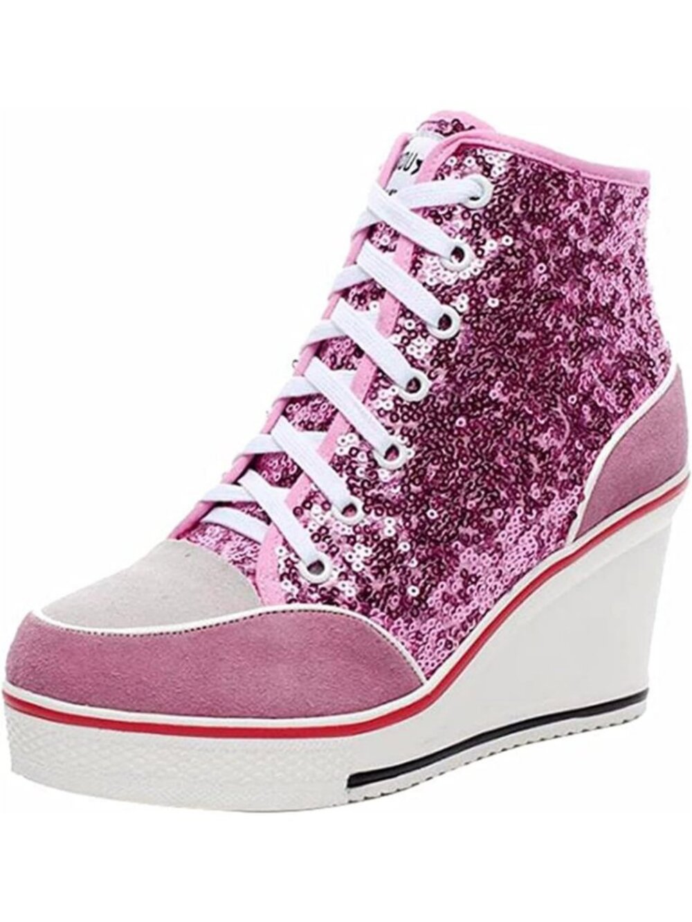 Fashionable Women's High Heel Canvas Sneakers - Lace Up Wedge Shoes Size 4-11